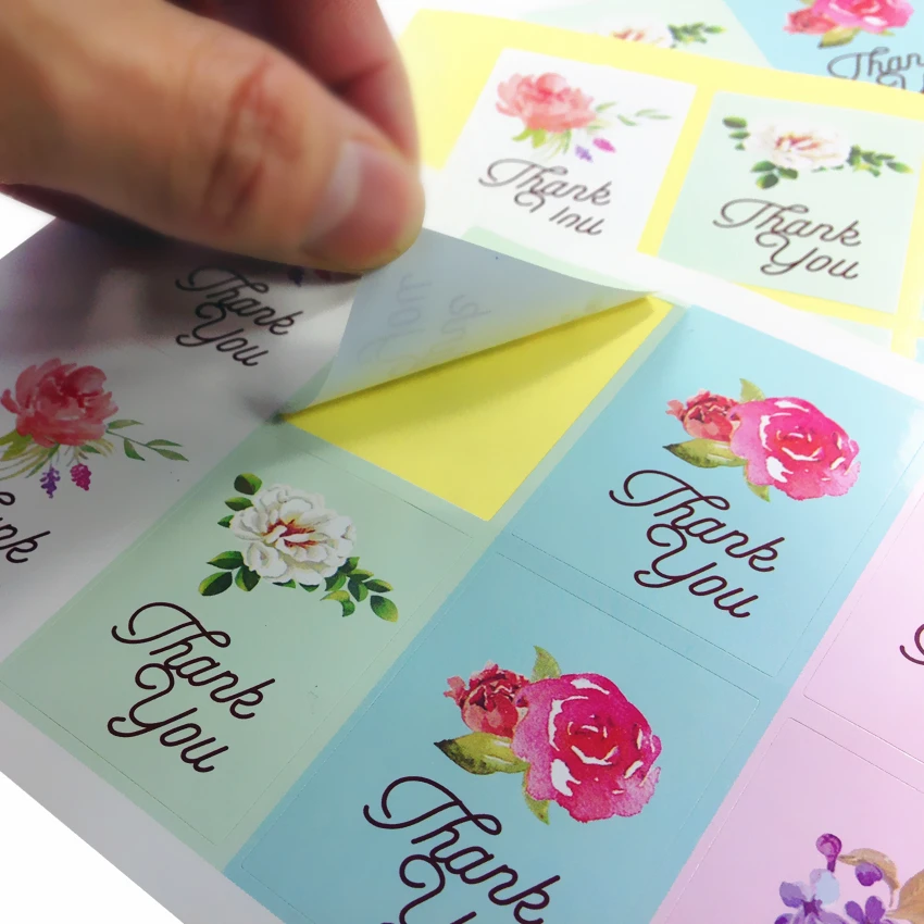 80pcs/pack Thank You Flower Seal Sticker Bakery Package Label DIY Gifts Posted Decoration