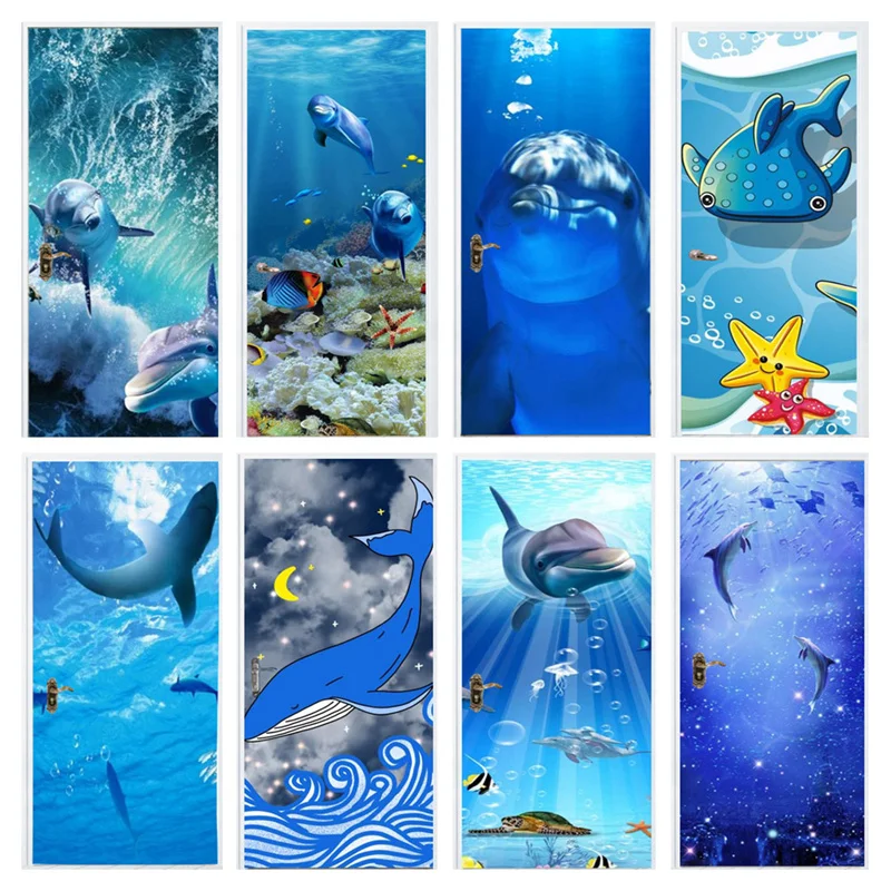 

Ocean Animal 3d Door Sticker Living Room Background Design Home Decor Wall Sticker Waterproof Self Adhesive Mural Wallpaper