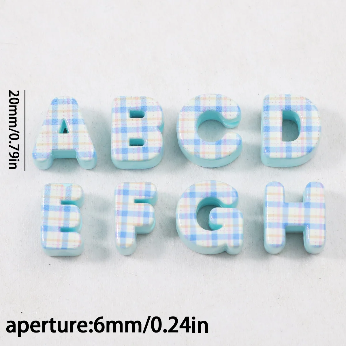 6 مللي متر الاكريليك الحروف المطبوعة الأزرق اليدوية DIY بها بنفسك صنع المجوهرات الخرز فضفاض الخرز سوار إكسسوارات عقد #2
