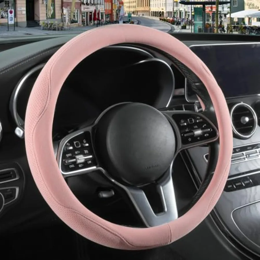 

14 inch Suede Steering Wheel Cover Breathable Non-Slip Sweat-Proof Wear-Resistant No Pilling Warm in Winter and Cool in Summer