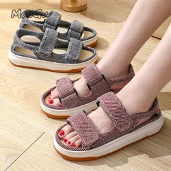 Summer Home Slippers Thick-soled Sandals Double Straps Wide Sandals Do Not Slip Comfortable Walking Sandals for Men and Women