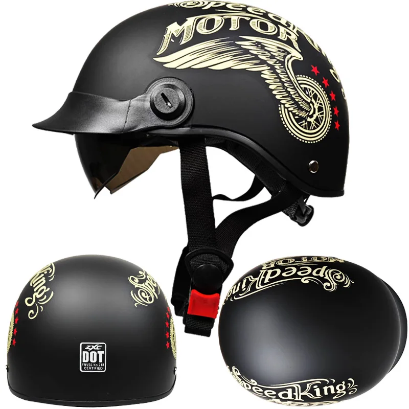 

Ретро-полушлем ZXC для мужчин и женщин, шлем для электромобилей, легкий защитный шлем с внутренним зеркалом