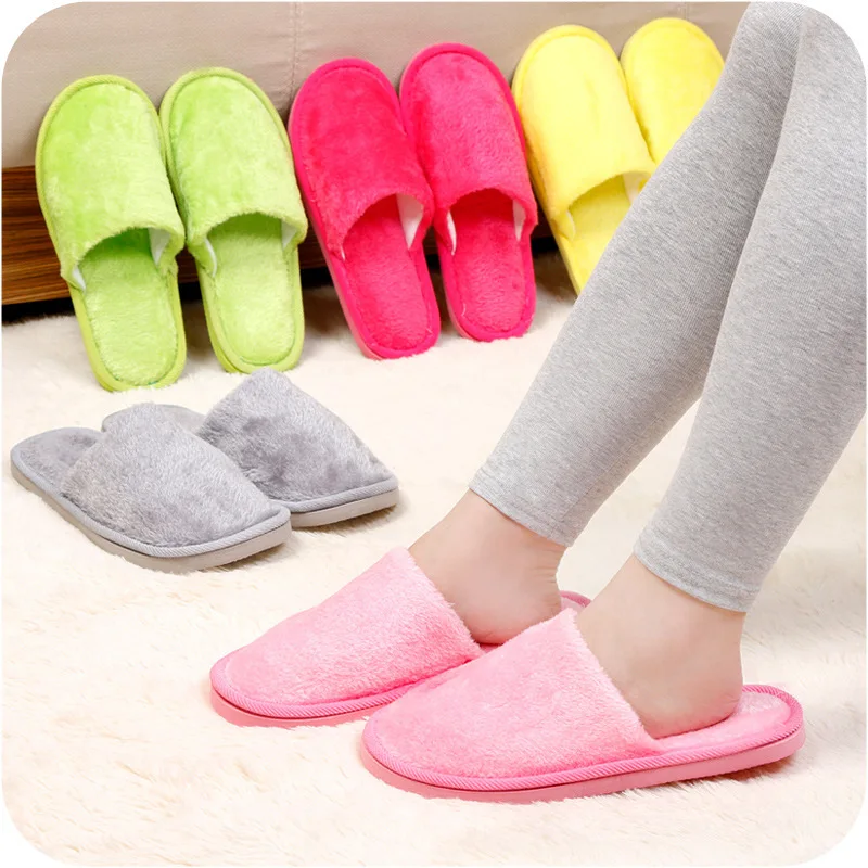 Disposable Slippers For Women Fur Slippers Sanitary Party Home Guest Slippers Plush Slipper Bedroom Ladies Cotton Shoes