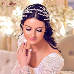 TOPQUEEN Crystal Wedding Headband Rhinestone Wedding Hair Accessories Women Headwear for Banquet Bridal Tiara Hairbands HP425
