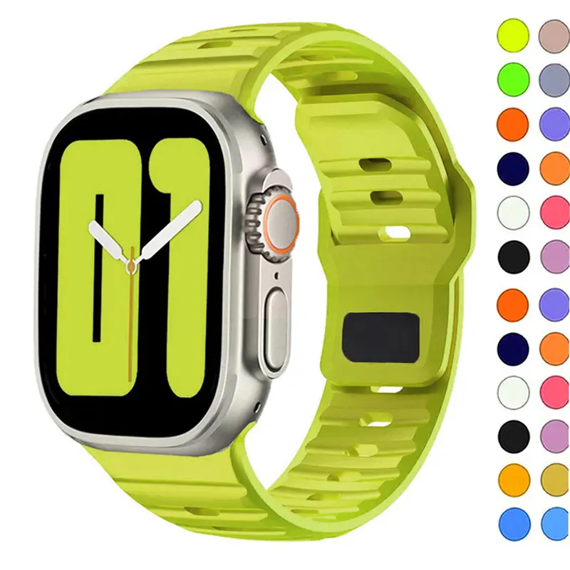 Correa deportiva para Apple Watch Ultra 2, banda de silicona de 49mm, 45mm, 40mm, 44mm, 42mm, 41mm, 38mm, iWatch 9, 8, 7, 6, SE 5, 4, 3