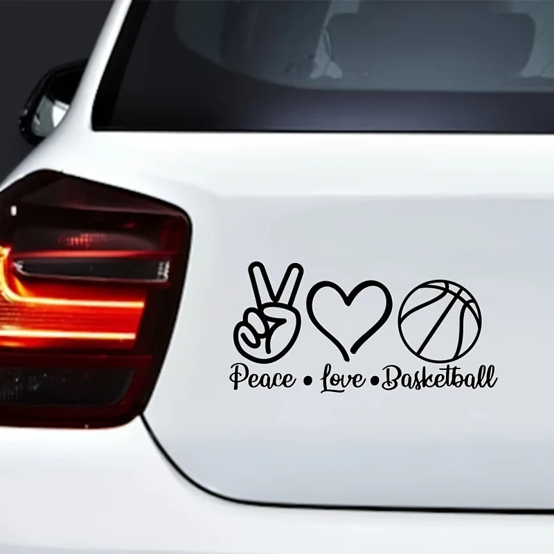 

Наклейка «Мир, любовь и баскетбол», 1 шт., водонепроницаемая съемная наклейка для багажника автомобиля, окна, стекла и кузова.