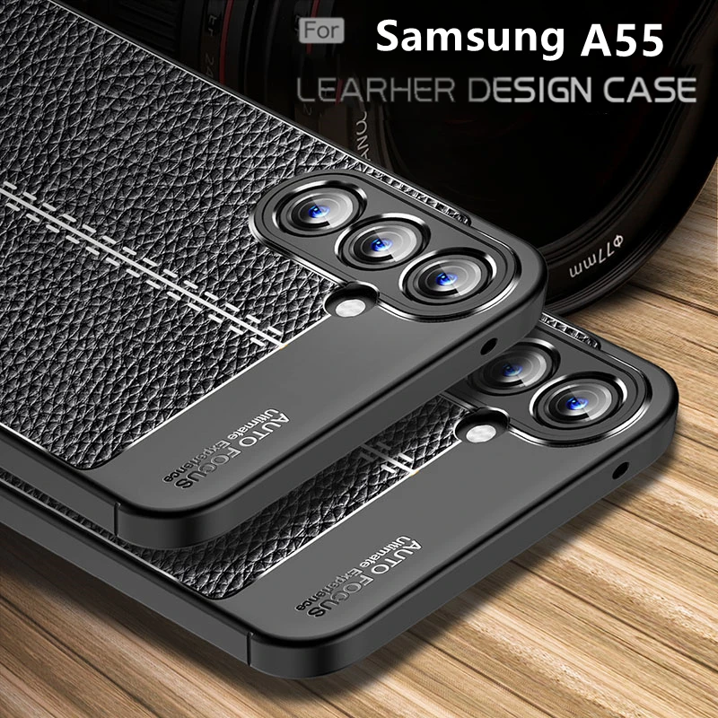 For Samsung A55 Case Cover Samsung A55 5G Capas New Phone Bumper Back Shockproof TPU Soft Leather For Fundas Samsung Galaxy A55