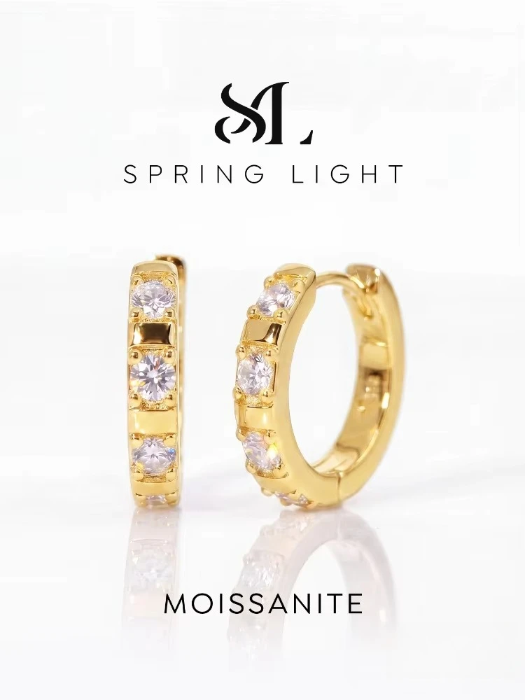 Echte Moissanit-Diamant-Rundohrringe mit funkelndem Sternenmuster, geeignet für den täglichen Gebrauch und für Partys, hochwertiger Modeschmuck für Damen. – Detail 1