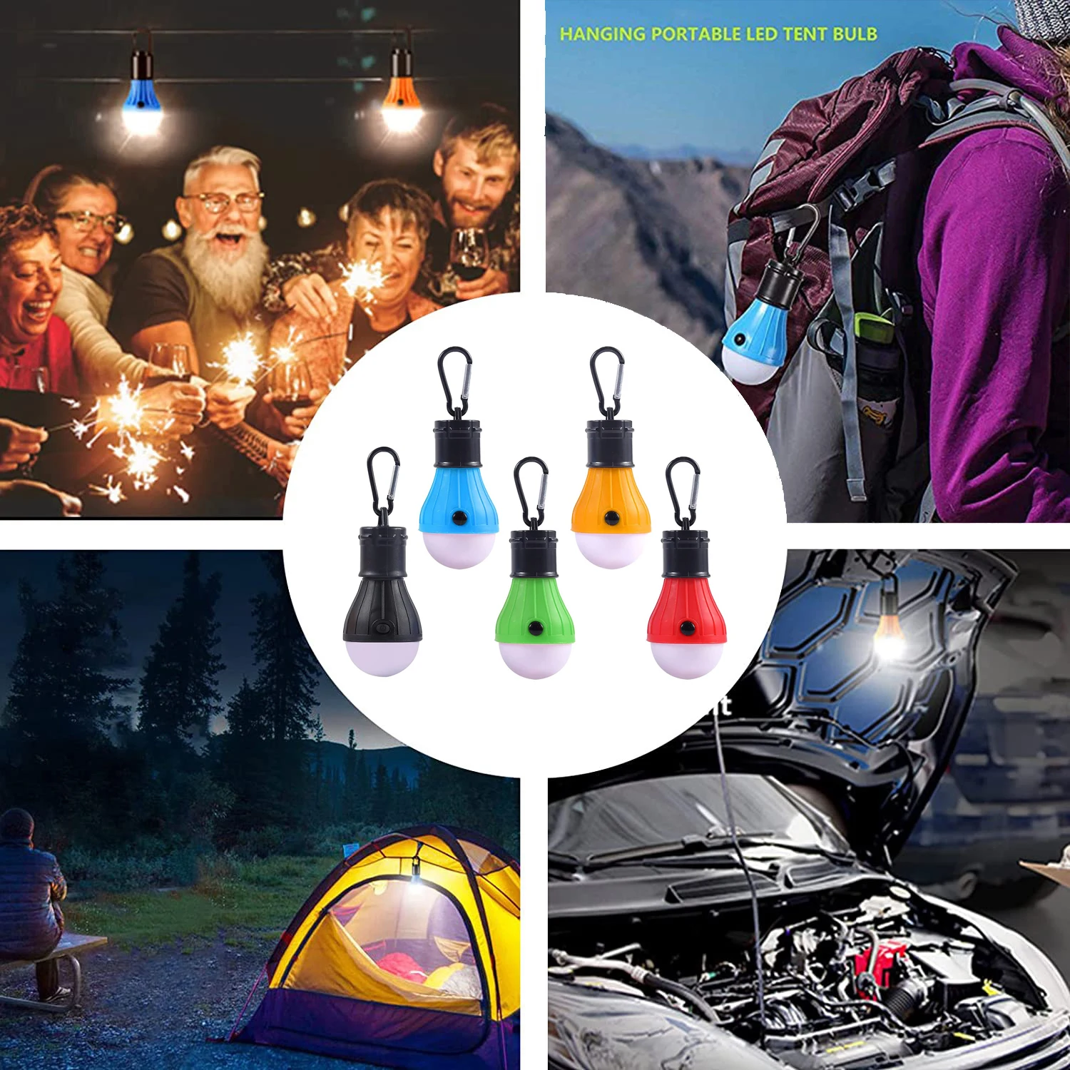 5 Packs Camping Light Bulb Portable LED Camping Light Multi-functional Tent Lamp Waterproof Outdoor Night Light Emergency Lamp