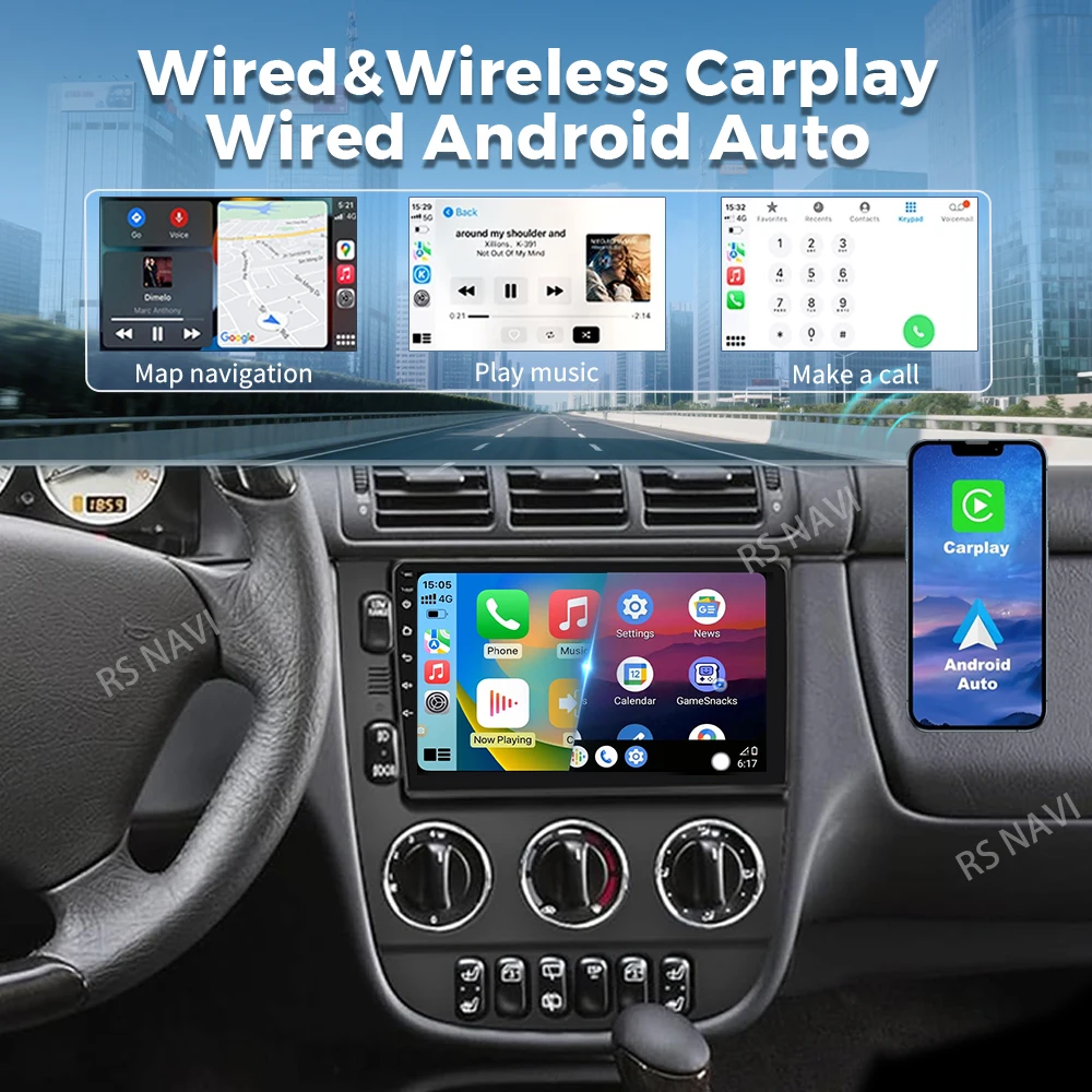 Qualcomm Snapdragon Android 16 Carplay Auto Car Radio Multimedia Player For Mercedes Benz M-Class W163 ML 1997 - 2005 Stereo BT