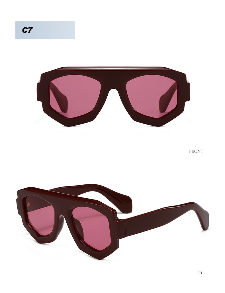 SO&EI Mode Unregelmäßige Quadratische Frauen Sonnenbrille Shades UV400 Retro Blau Lila Männer Sonnenbrille – Detail 13