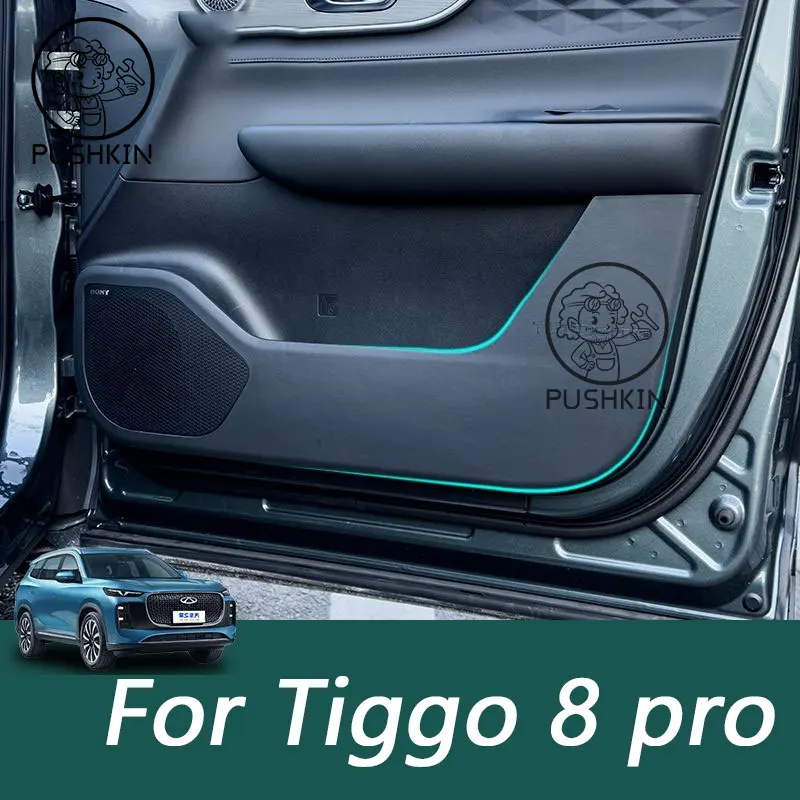 

For Chery Tiggo 8 pro 2025 2026 Leather Door Anti Kick Pad Protection Stickers Carbon Fiber Inner Edge Film Car Accessories