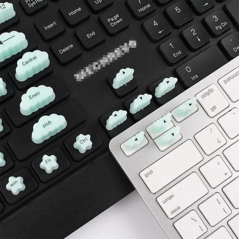 New 70PCS Raised Keyboard Stickers Long Nails Universal Nail Art Keyboard Bubbles Soft Silicone Keycaps For Girls Office Gaming
