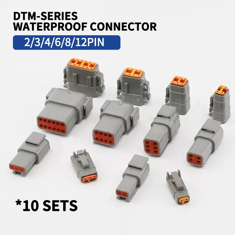 10 Sets DTM04-2P car connector connector DTM06-2S male female docking heavy-duty truck Dechi wiring harness waterproof plug