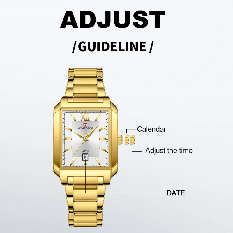 NAVIFORCE زوجين ساعة تذكارية يوم هدية كوارتز عشاق ساعة 3ATM مقاوم للماء مؤشر مضيئة الفولاذ المقاوم للصدأ حزام الساعات 9251GL