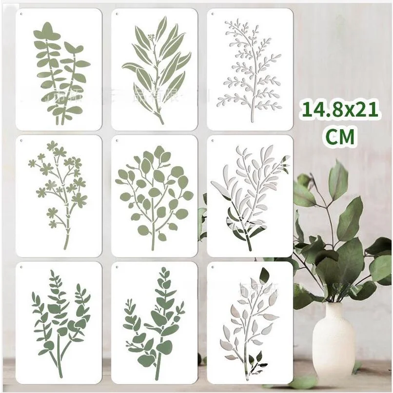 

9PC Flower Stencil for Painting Butterfly Stencil Drawing Template Reusable Painting Stencil for Wood Fabric Paper Wall Graffiti