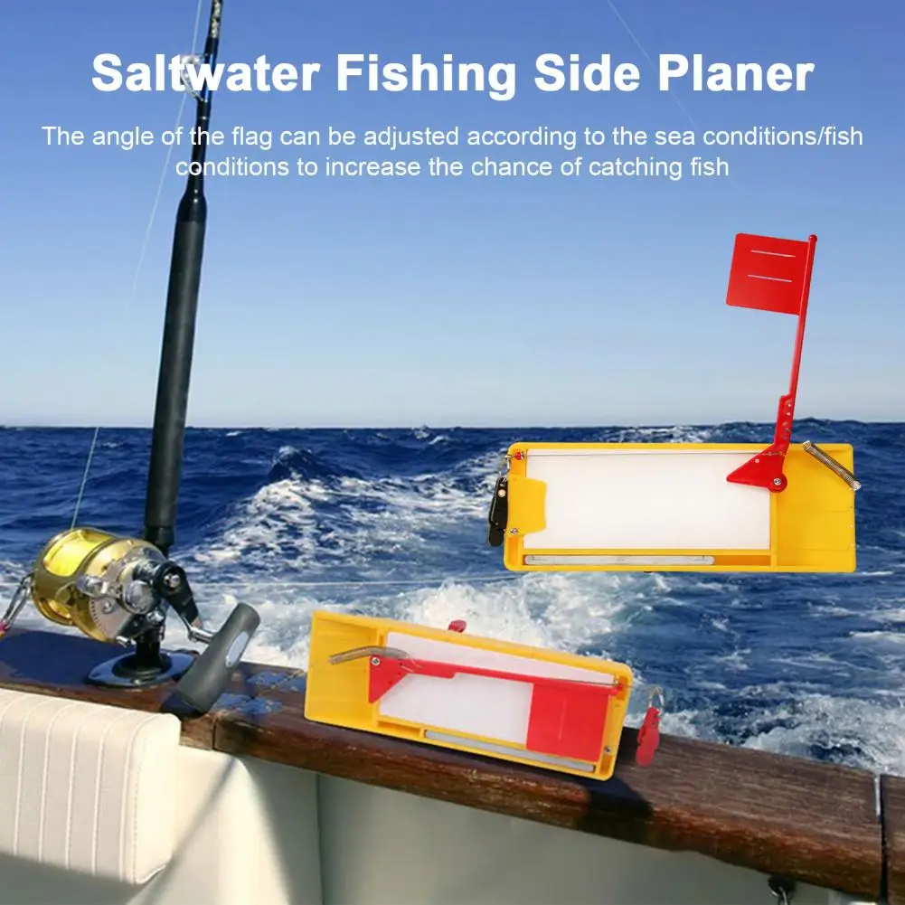 Side Planer Board With Flag Spring Adjustable Off Shore Sea Boat Trolling Fishing Left Right Side Planer Fishing Accessories