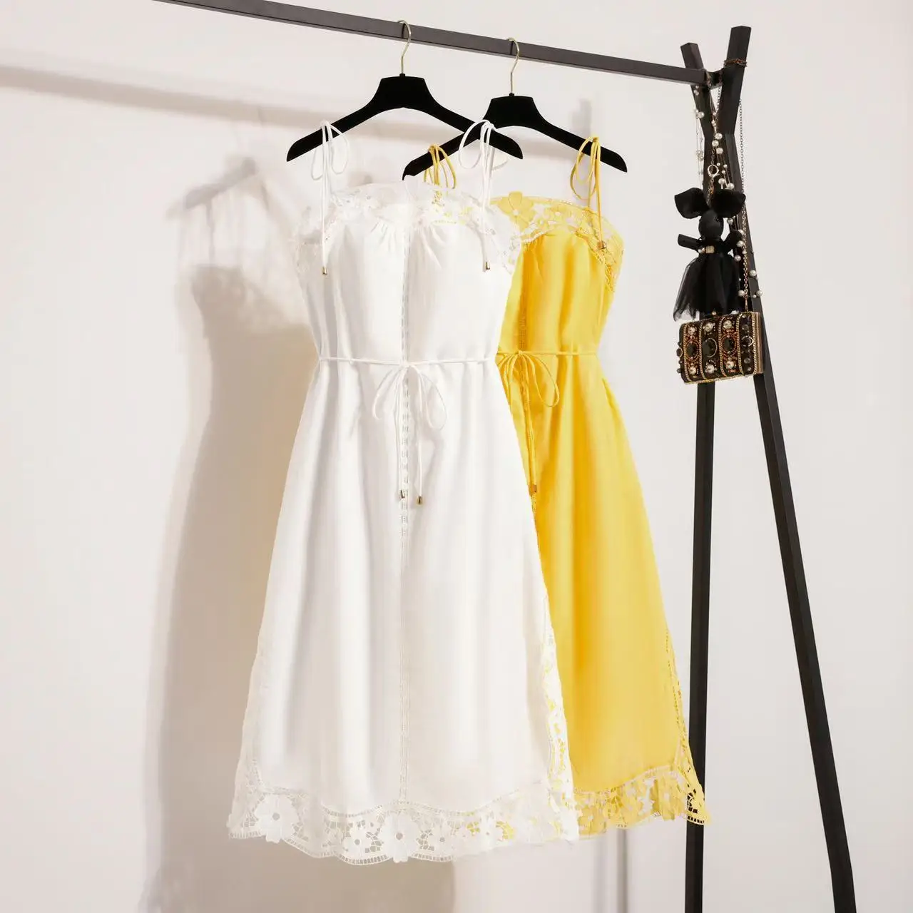 Lente Zomer Nieuwe Sle 2026 Kant Borduren Linnen Patchwork ter Dr Long Sve Dames Faion Ciwalk Katoen 00%