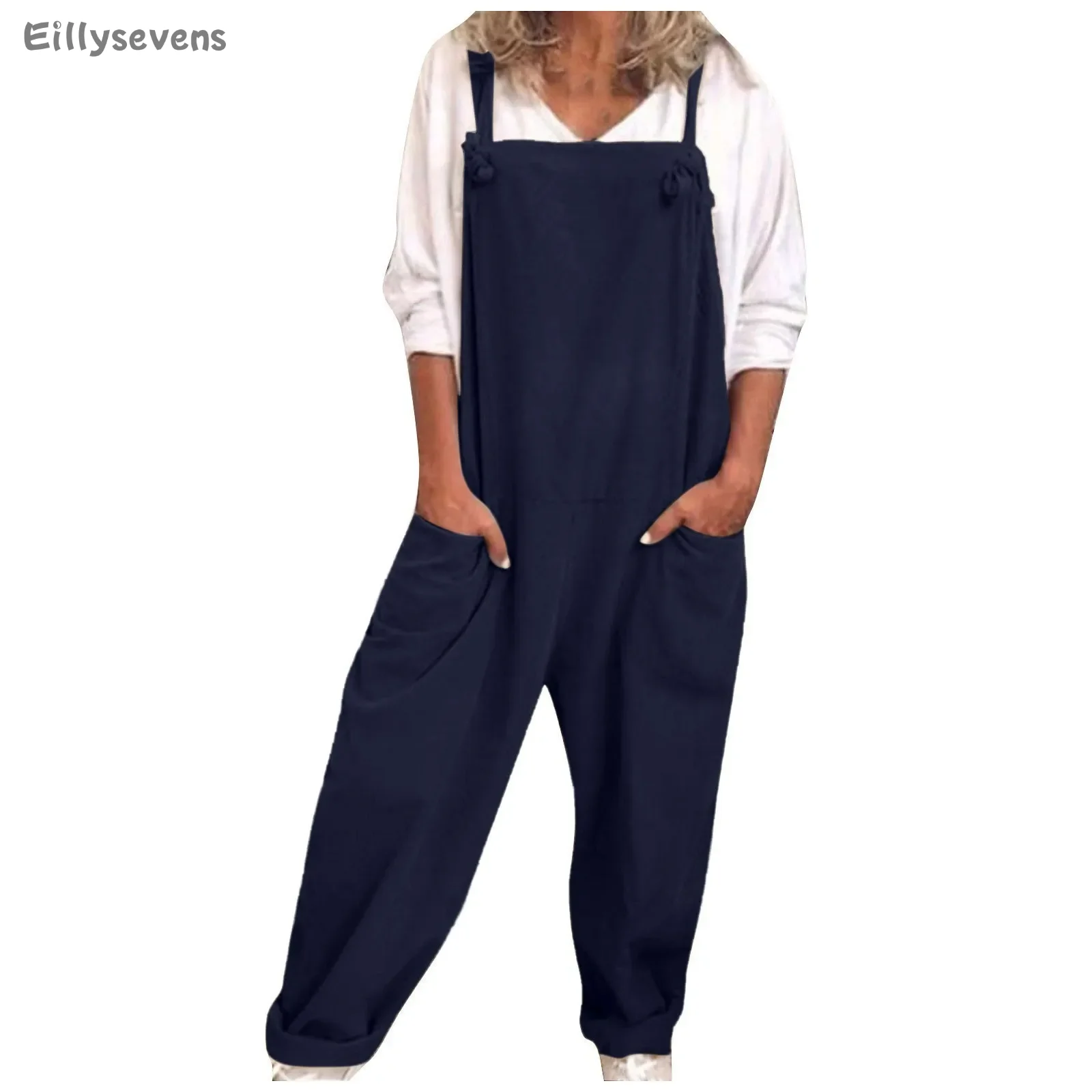 

jumpsuit women Versatile Plus Size Overalls Casual Loose Dungarees Romper Baggy Playsuits solid color Jumpsuits monos largos