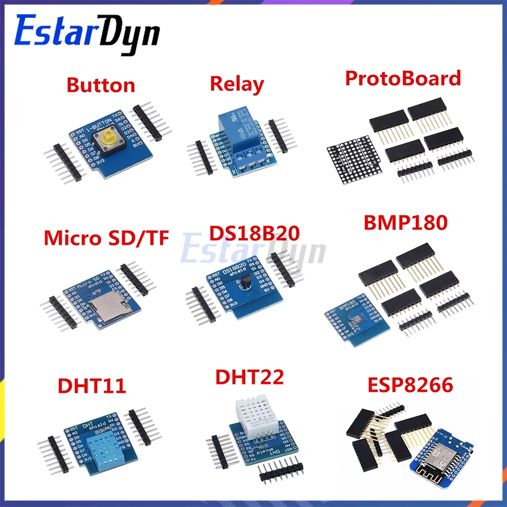 ESP8266 NodeMcu D1 Mini Pro WiFi Module CP2104 لمشروع Arduino IDE IoT للمنزل الذكي DIY المتوافق مع مرحل DHT11 DS18B20 #1