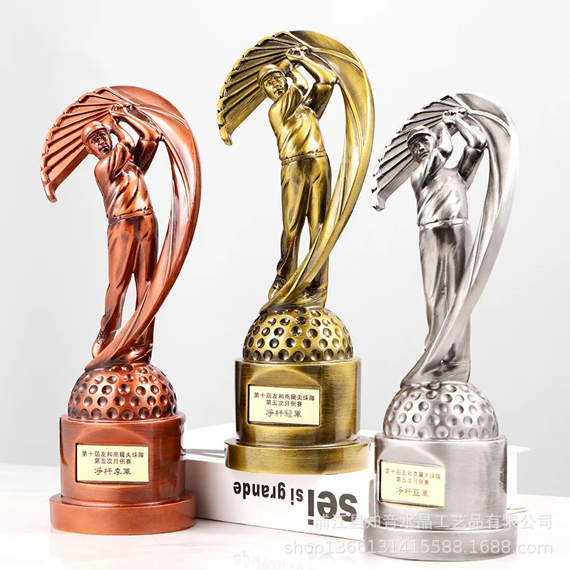 

Customized gold, silver and bronze golf trophy competition souvenirs for commemoration