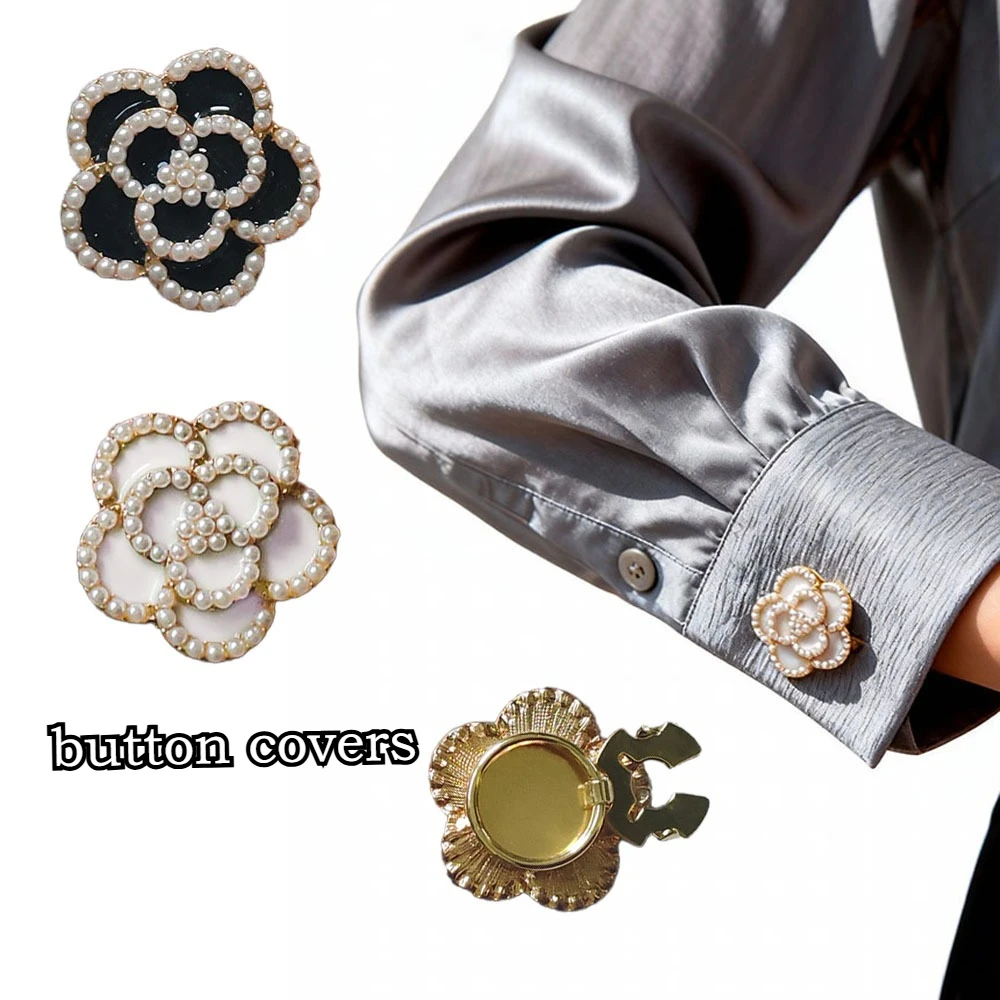 

2PCS Fashion Metal Flower Button Covers for DIY Clothing Decorative Button,Alloy Shirt Sleeve Button Decoration