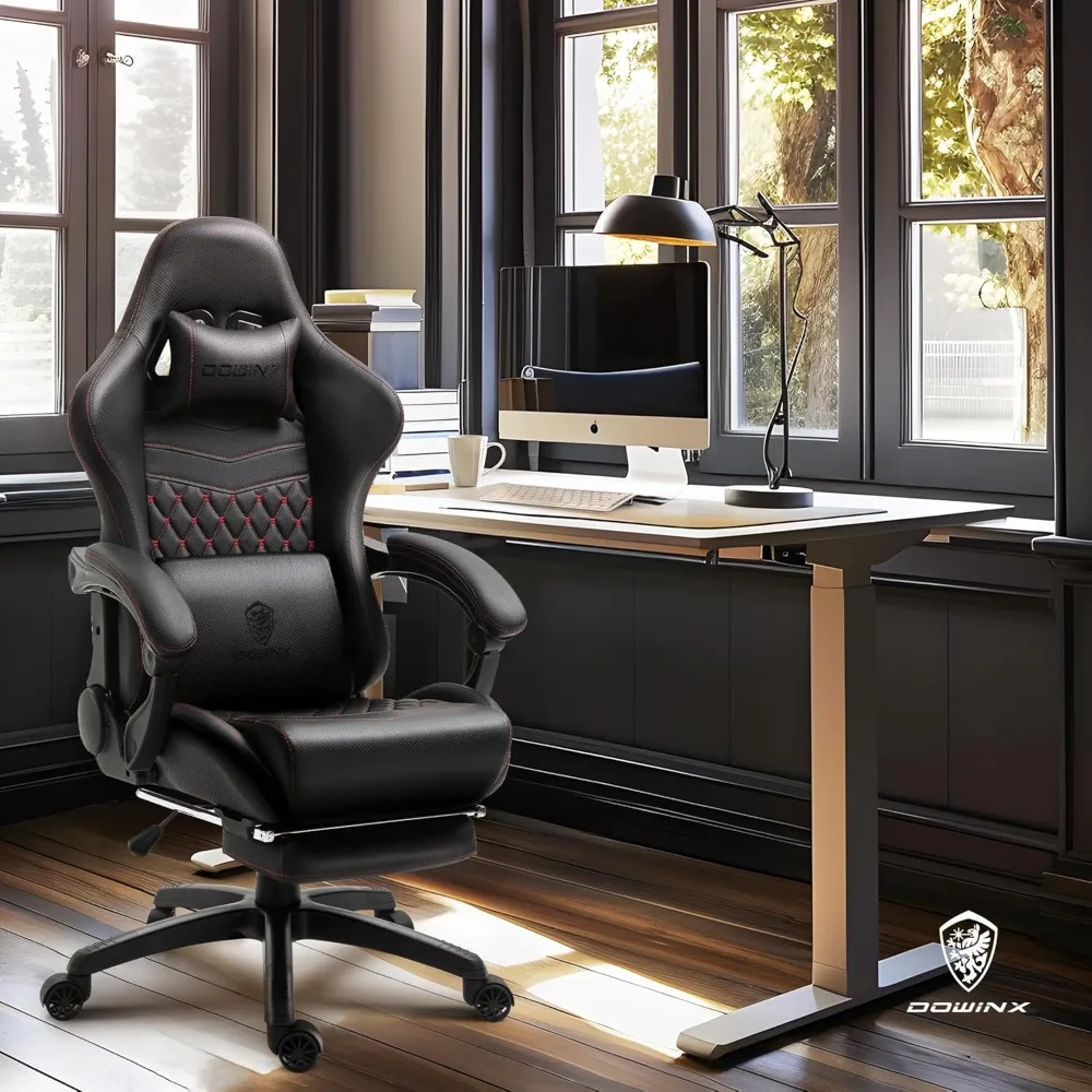 

Large, Height-adjustable Gaming Chair; Ergonomically Designed Computer Gaming Chair with Footrest and Massage Function