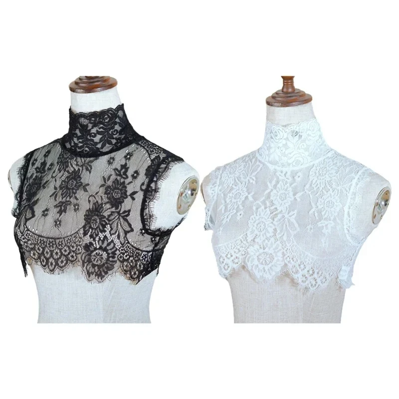 1 Pc Lady Shirt False Collar Lace Detachable False Faux Collar Cuff Choker Tie Korean Style Hollowed-Out Fake Collar