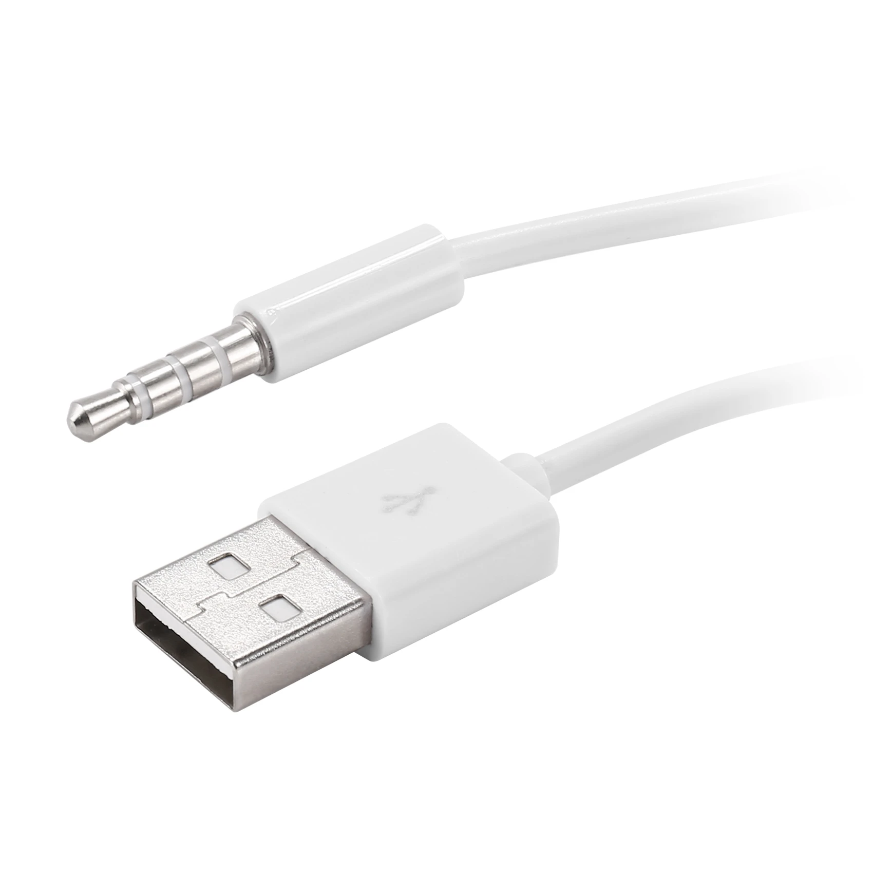 3.5mm Plug Audio AUX to USB 2.0 Plug Adapter Charging Cable 1M White