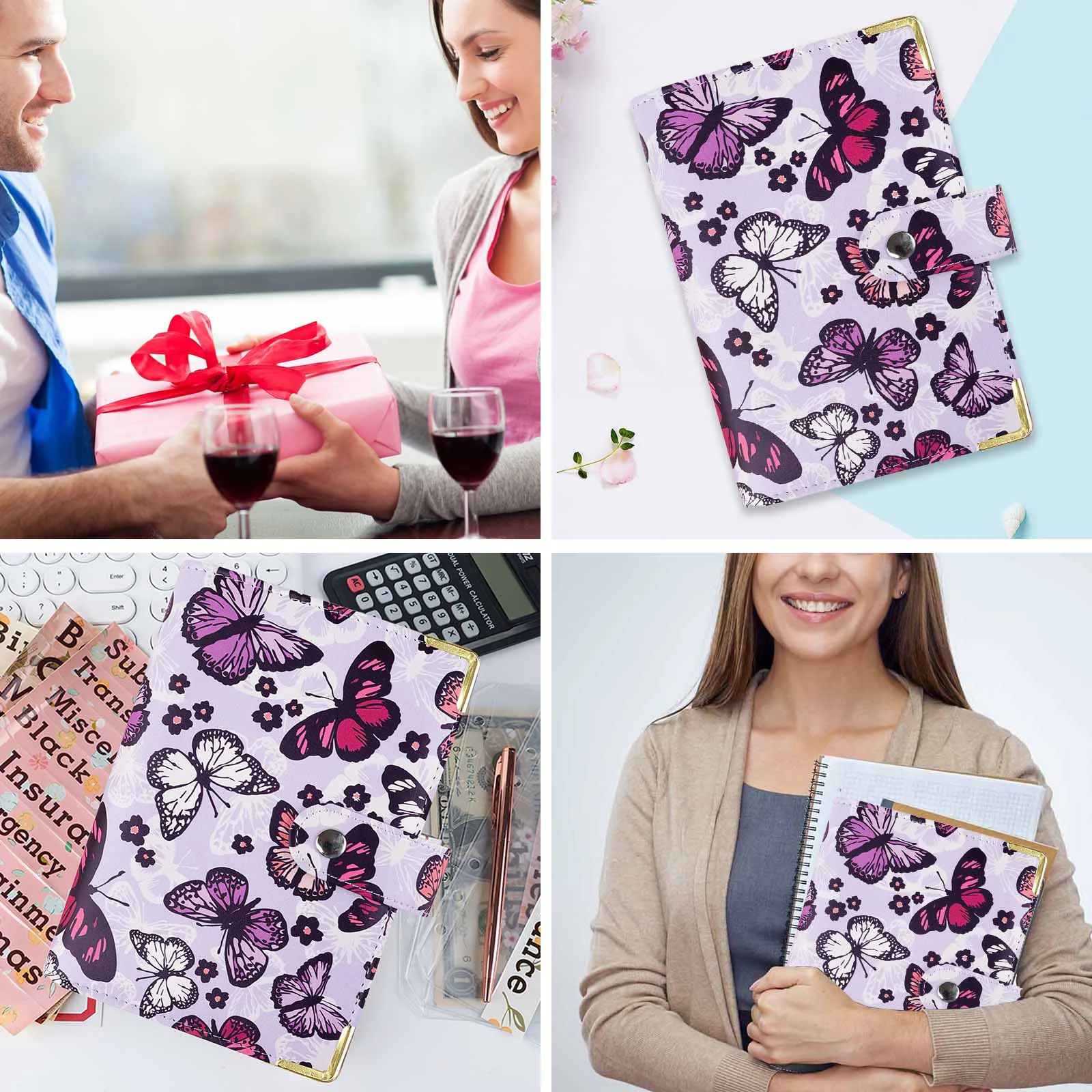 منظم أموال مخطط الميزانية A6 مع حقيبة بسحاب ملصقات خفيفة الوزن محمولة لحفظ الكتب 18.8 × 13 سم