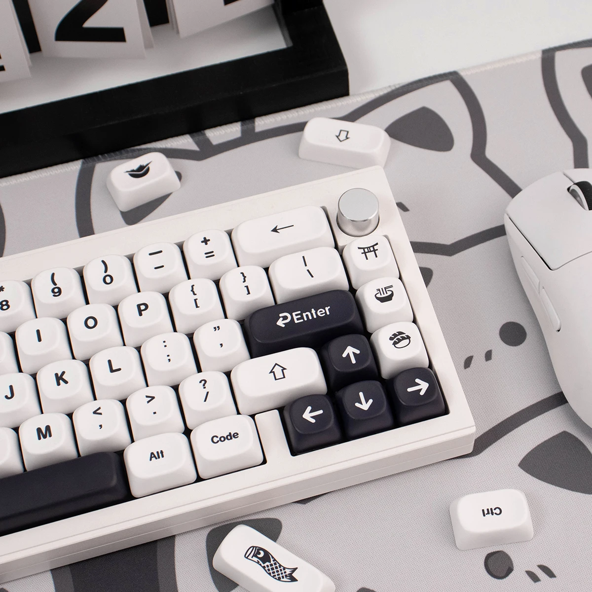 Imagem -03 - Original Minimalismo Keycaps Conjunto para Teclado Mecânico Inglês Alemão Preto Branco Perfil Moa Apto para Uso de Escritório