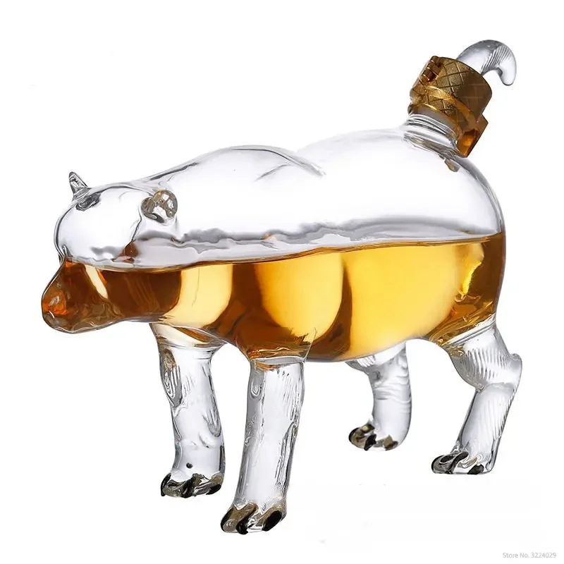 500ML bear shaped animal lead-free glass bottle barware whiskey decanter for Liquor Scotch Bourbon