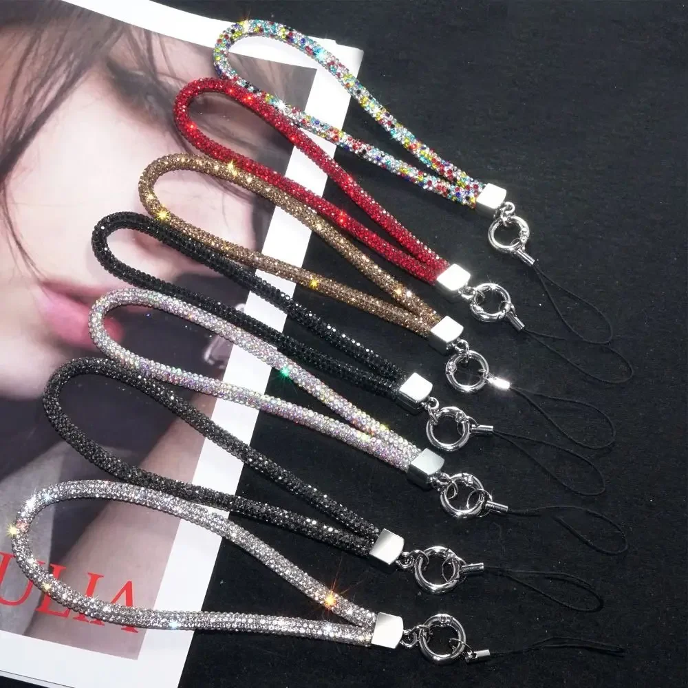 Luxury Keychain Rhinestone Phone Lanyard Bright Bling Glitter Wrist Straps Hanging Cord Phone Accessories