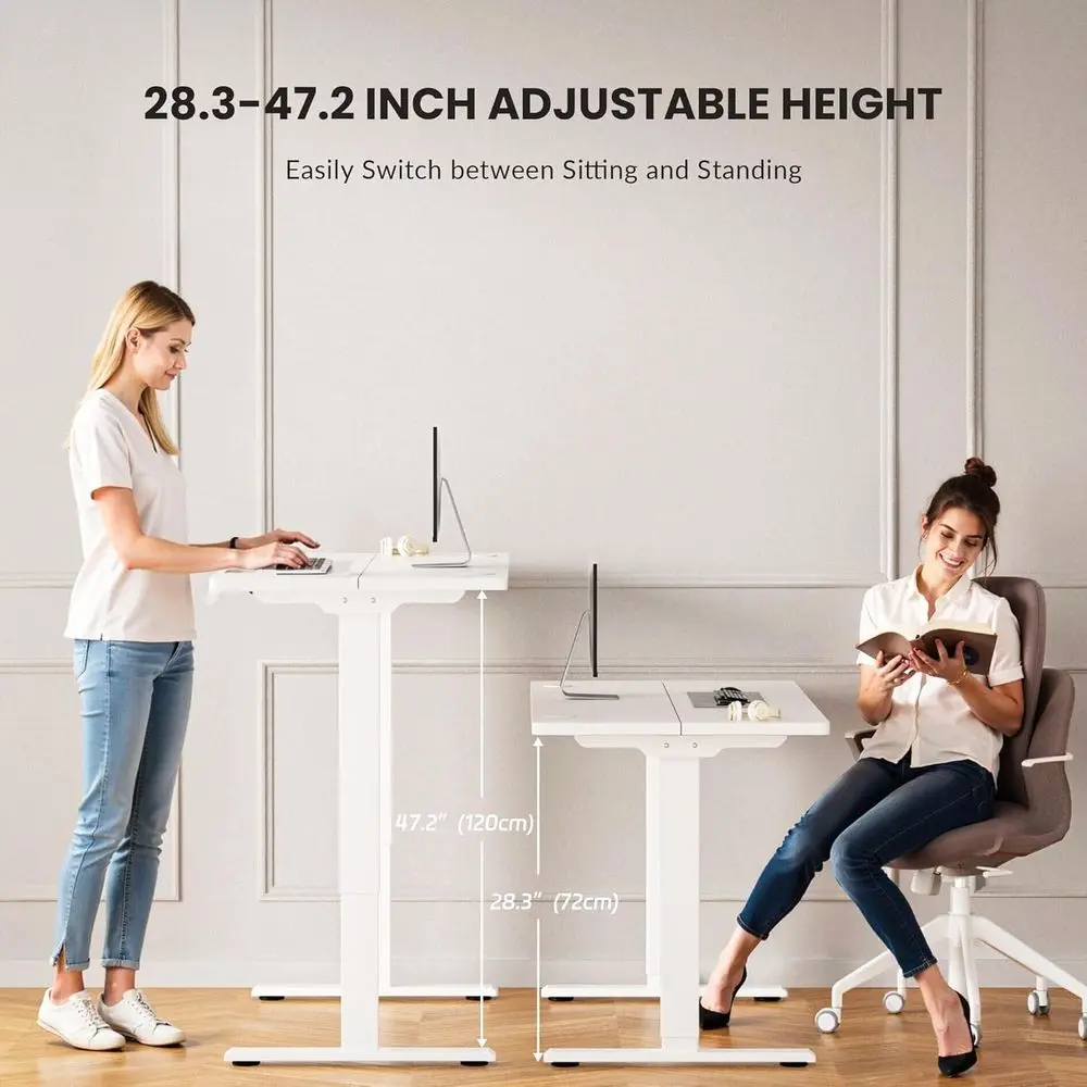 Estrutura de mesa elétrica ajustável em altura com motores duplos para mesas 40-90, predefinições de memória, apenas moldura branca