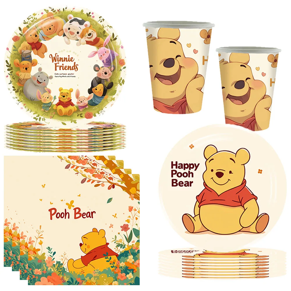 New Disney Winnie the Pooh Party Supplies tovaglioli di carta tovaglia Cup Plate Balloon Baby Shower Girls Birthday Party Decoration