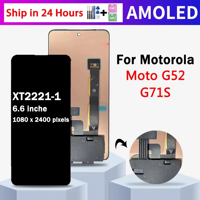 

6.6''Original AMOLED For Motorola Moto G52 XT2221-1 LCD Display Touch Panel Screen Digitizer Assembly For MOTO G71s LCD Frame