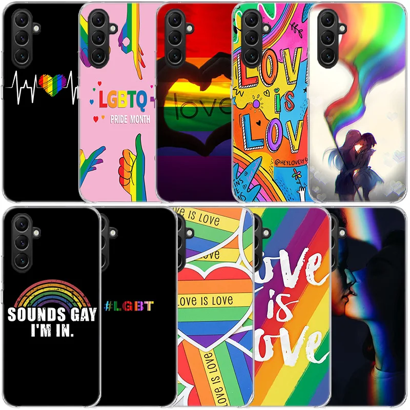 Gay Lesbian LGBT Rainbow Pride ART Clear Phone For Samsung Galaxy A55 A35 A25 A15 A05S A04S A14 A24 A34 A54 A03S A13 A23 A33 A53