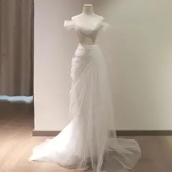 Simple Mermaid Wedding Dresses New Tulle Bridal Dress With Small Train Elegant Off The Shoulder Long Dress Plus Size Customized