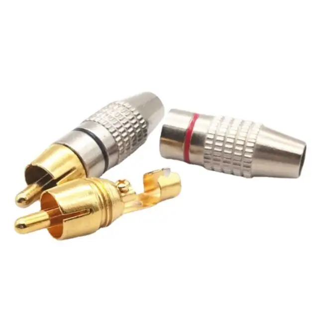 4-10 pces ouro rca macho adaptador não conector de solda para áudio vídeo cctv ip câmera de segurança cabo coaxial solconverconvertor