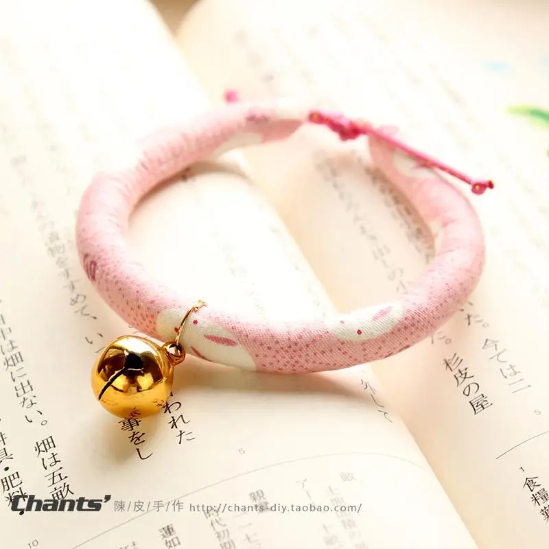 

2025 New Handmade Japanese Wabi-Sabi Collar Pet Icat The Same Cat Collar Dog Jewelry Bell Cat Tag Anti-Loss Tag