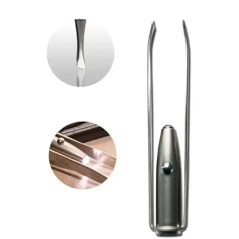 Portatile In Acciaio Inox Led Make Up HA CONDOTTO LA Luce Ciglia Sopracciglio Clip Pinzette Set Design Intelligente Capelli Rimuovere Pinzette Strumento di Trucco