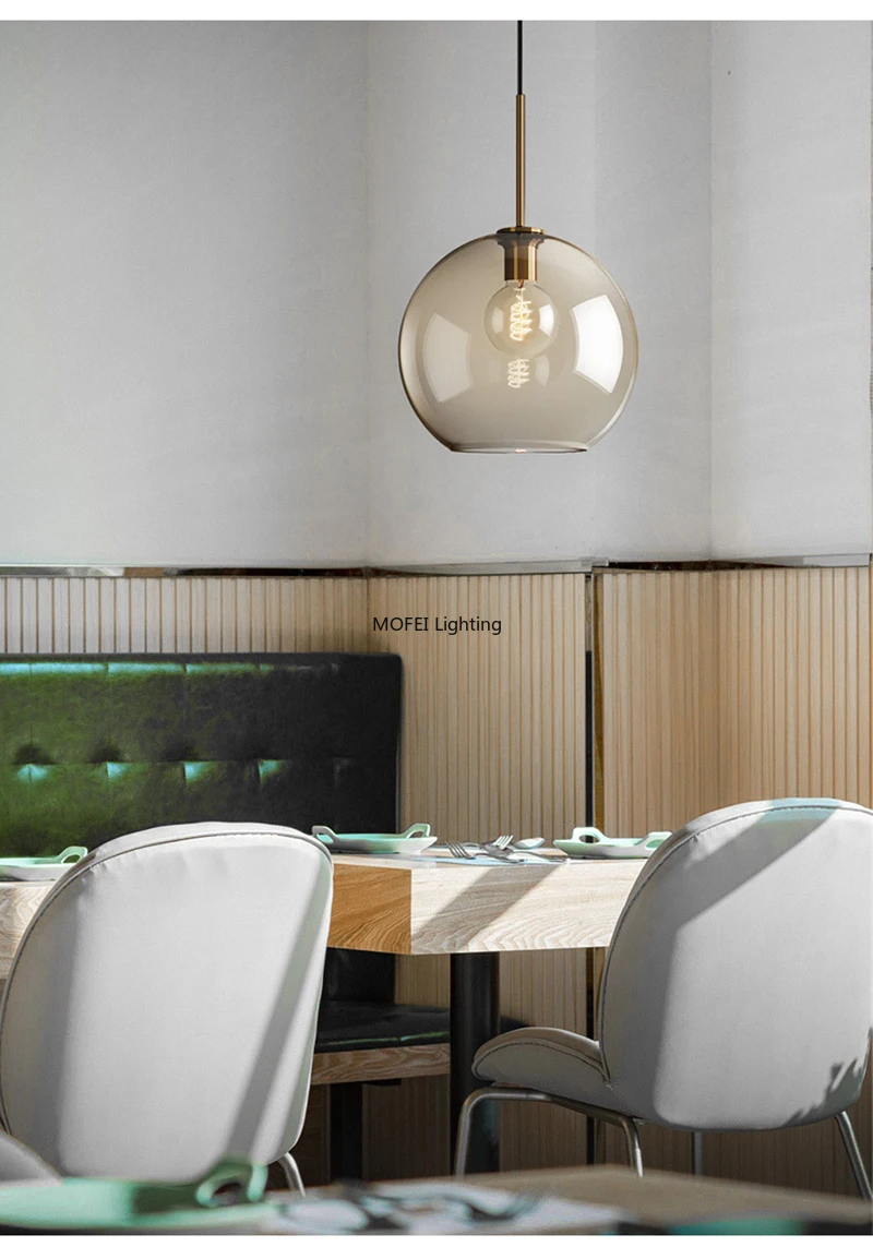 Art Industrial Retro E27 Glass Pendant Light Nordic Loft Chandelier Kitchen Restaurant Minimalist Hanging Lamp Suspension LED