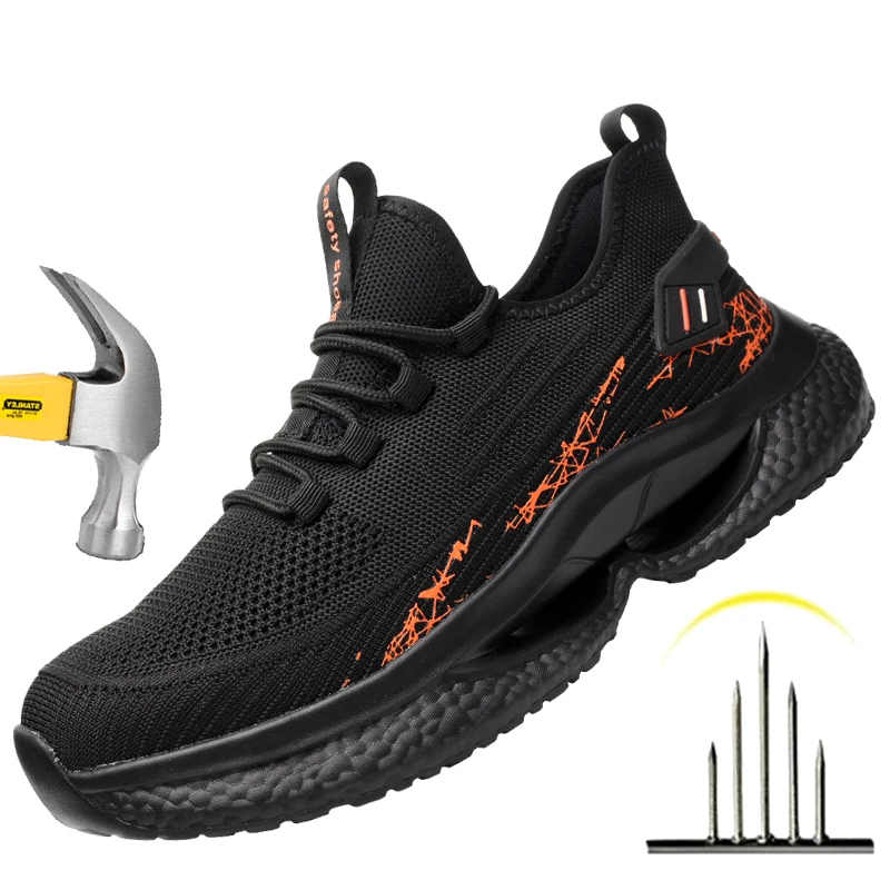 Security Boots for Men Work Sneakers Women Boots Breathable Lightweight Steel Toe Shoes Safety Puncture-Proof Men Safety Shoes