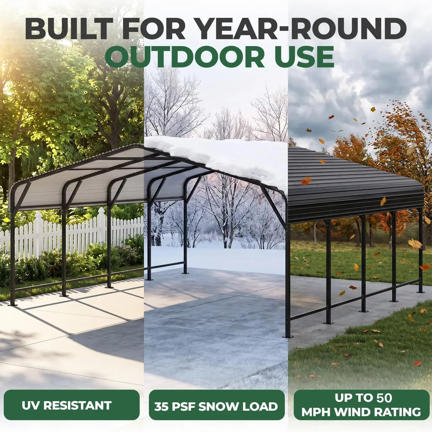 20x20 FT Metal Carport Heavy Duty 2 Car Shelter Galvanized Steel Frame & Roof All-Weather for Cars Trucks Boats, Custom