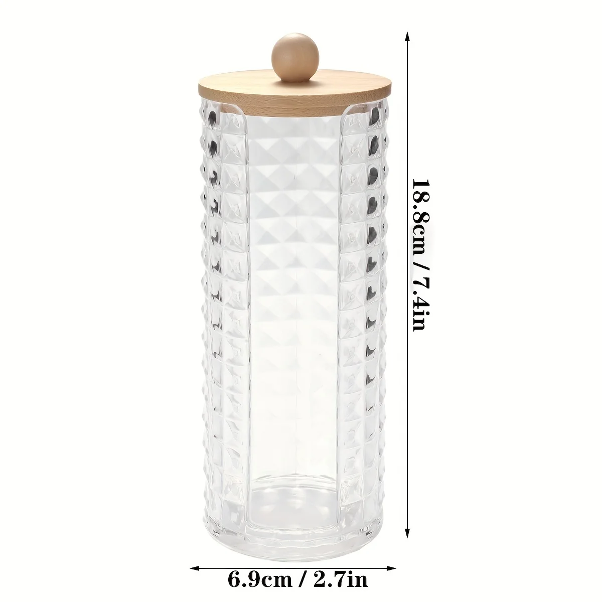 Acrylic Makeup Cotton Pad Holder, Clear Diamond Pattern Cotton Pads Organizer Dispenser Bathroom Jars for Round Cotton Display