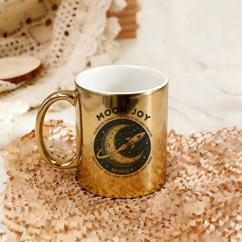 1pc 11oz Moon Joy Artemis II Coffee Mug - Perfect Gift for Anniversaries Humanity Returns To The Moon Gift Electroplated Cups