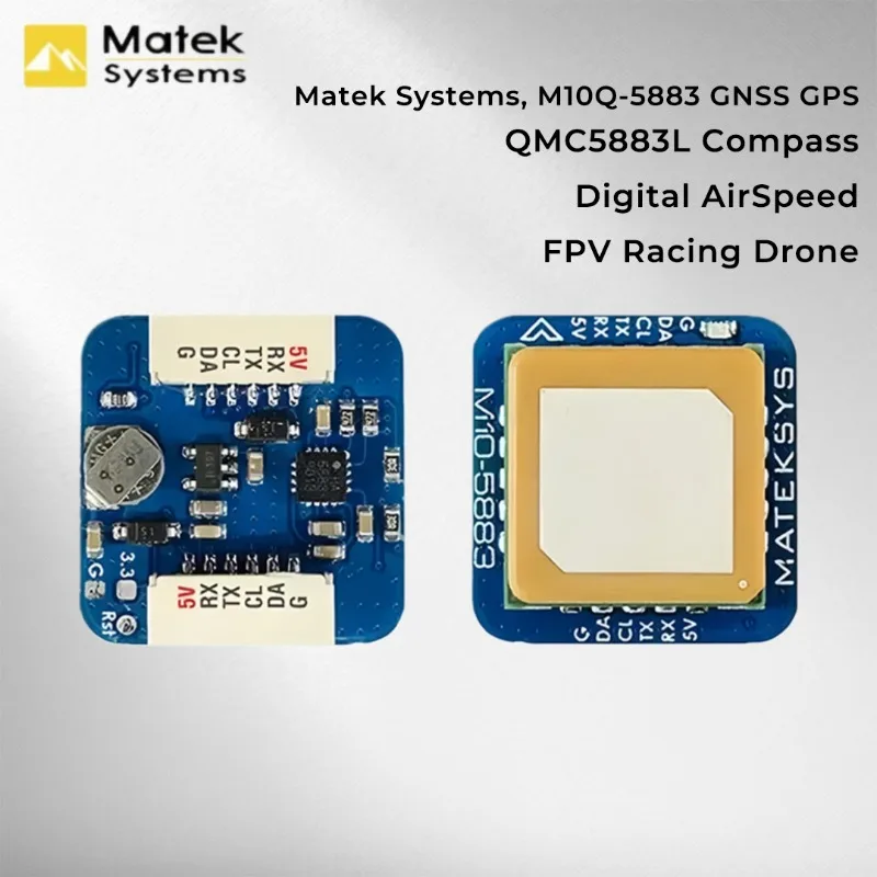 

Модуль Matek Systems GNSS M10Q-5883 M10 GPS с компасом QMC5883L, цифровой датчик скорости, 4~9В, для FPV-дронов