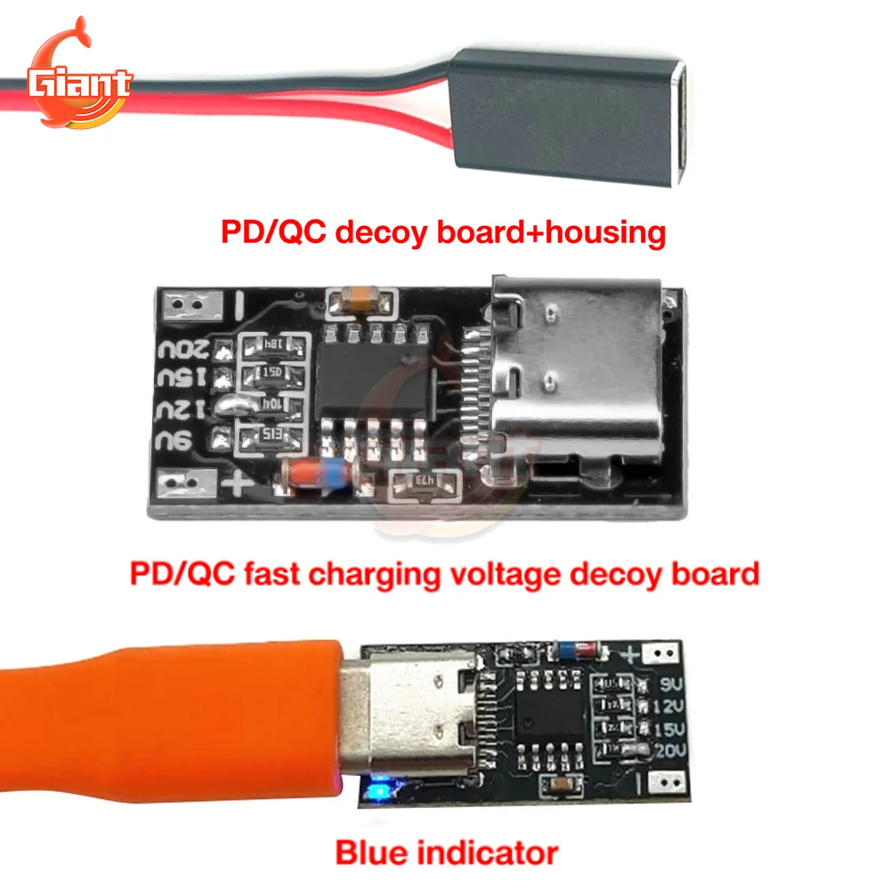 PD/QC 2.0 3.0 napięcie prądu stałego wyzwalacz szybkiego ładowania 9V 12V 20V moduł USB regulowana moc płyta konwertera ładowania typu C