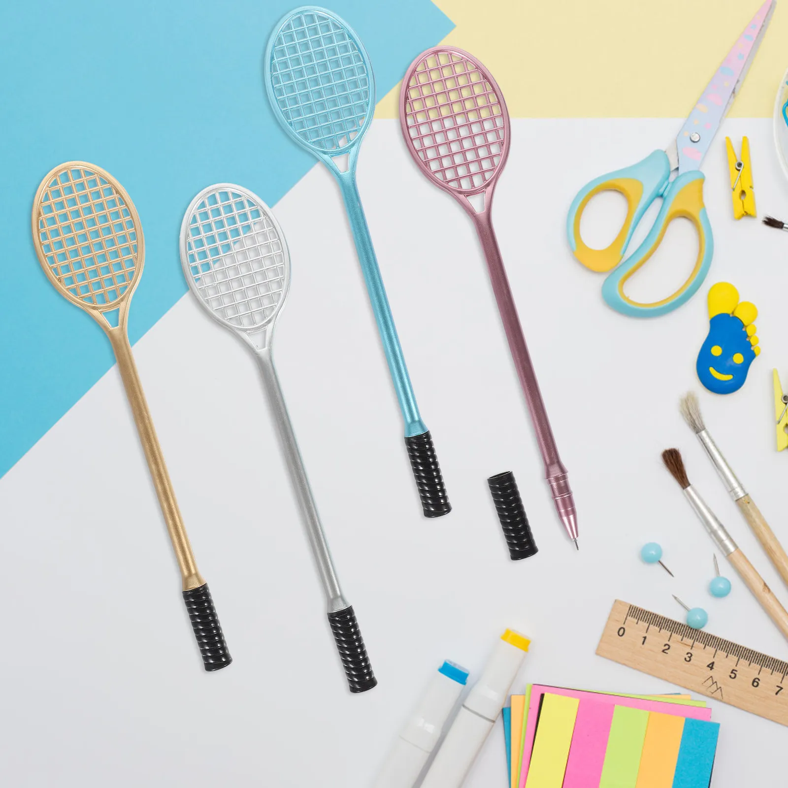 

10Pcs Badminton Racket Pens Gel Ink Smooth Writing Kids Stationery Cute Student Gift for School Blessing Cards Portable Reliable
