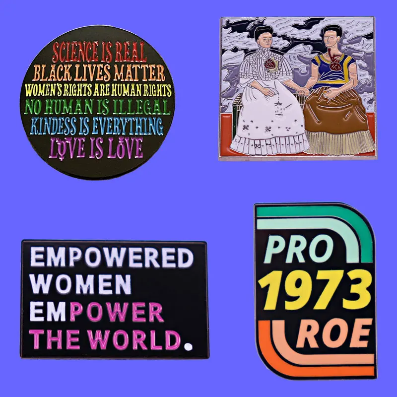 Girl Power Originality Feminist Pin Cartoon Metal Brooch Beautiful Painting Art Badge Hoodie Briefcase Decoration Women's Gift